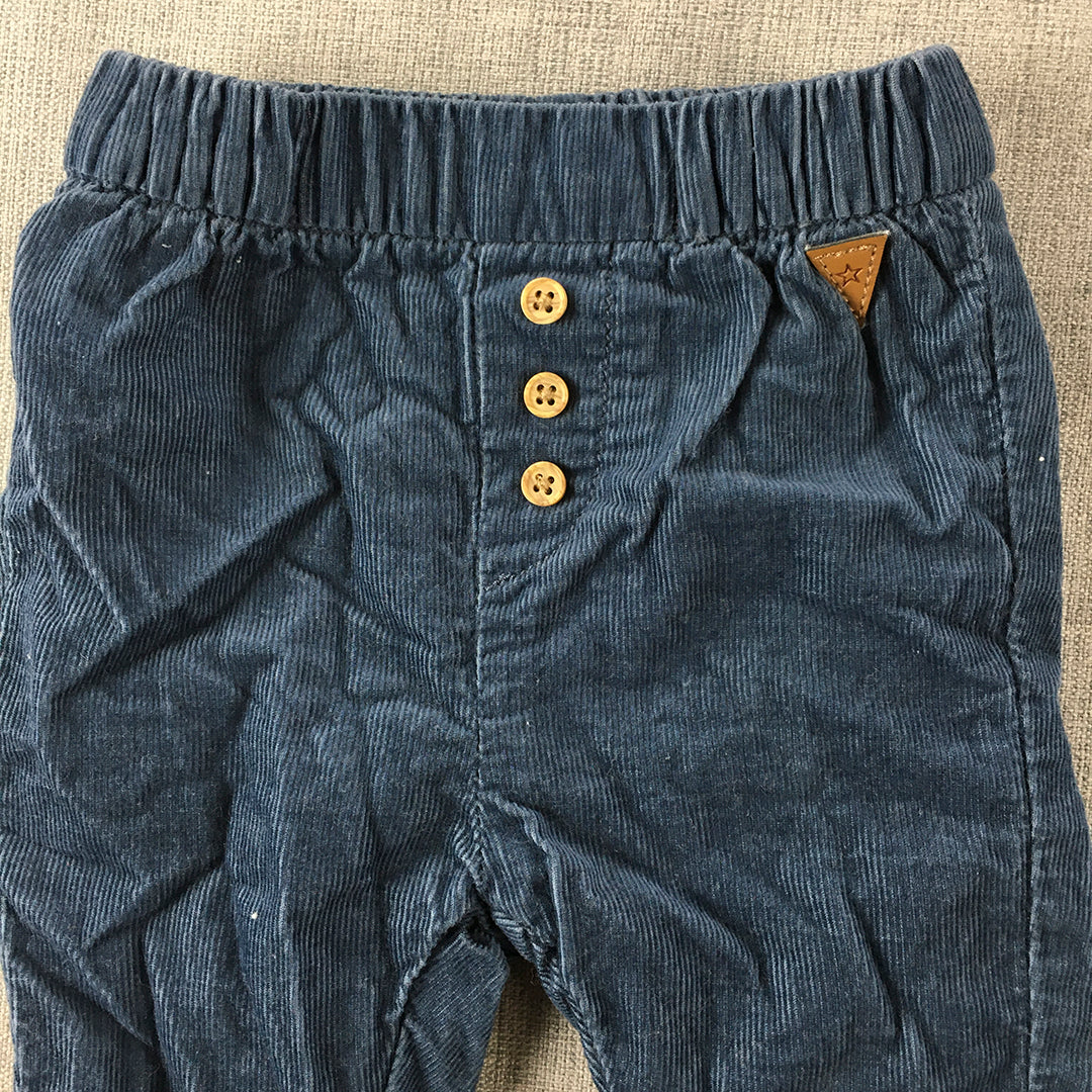 H&M Newborn Baby Corduroy Pants Size 0 - 1 Month Blue Elastic Waist