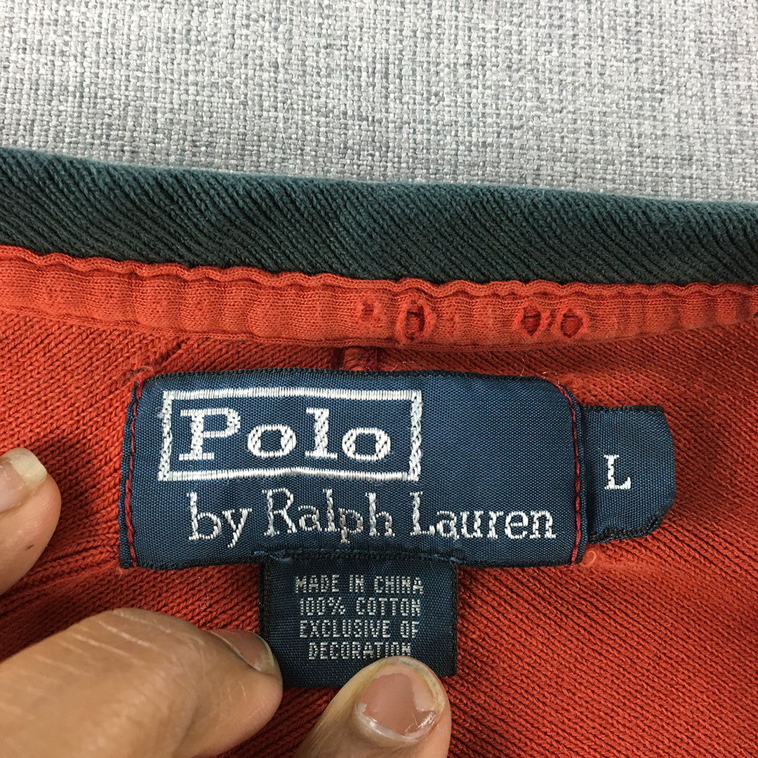 Vintage Ralph Lauren RL08 Mens Sweater Size L Navy Red Embroidered Jumper