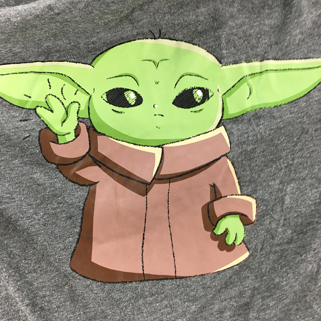 Star Wars Baby Yoda Mens T-Shirt Size S Grey Short Sleeve Tee