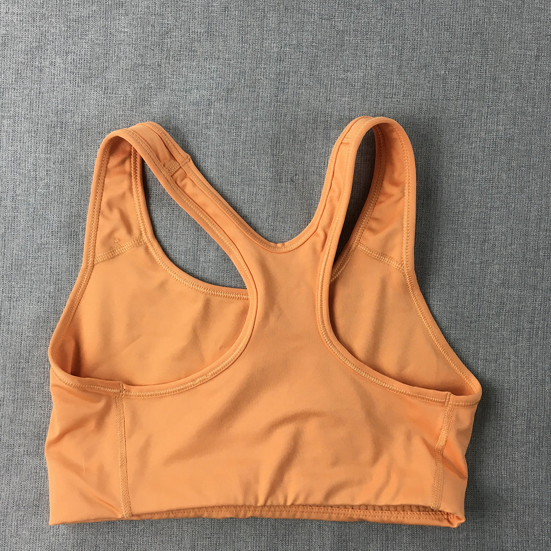 Nike Womens Sports Bra Size S Orange Logo Cropped Top Sleeveless