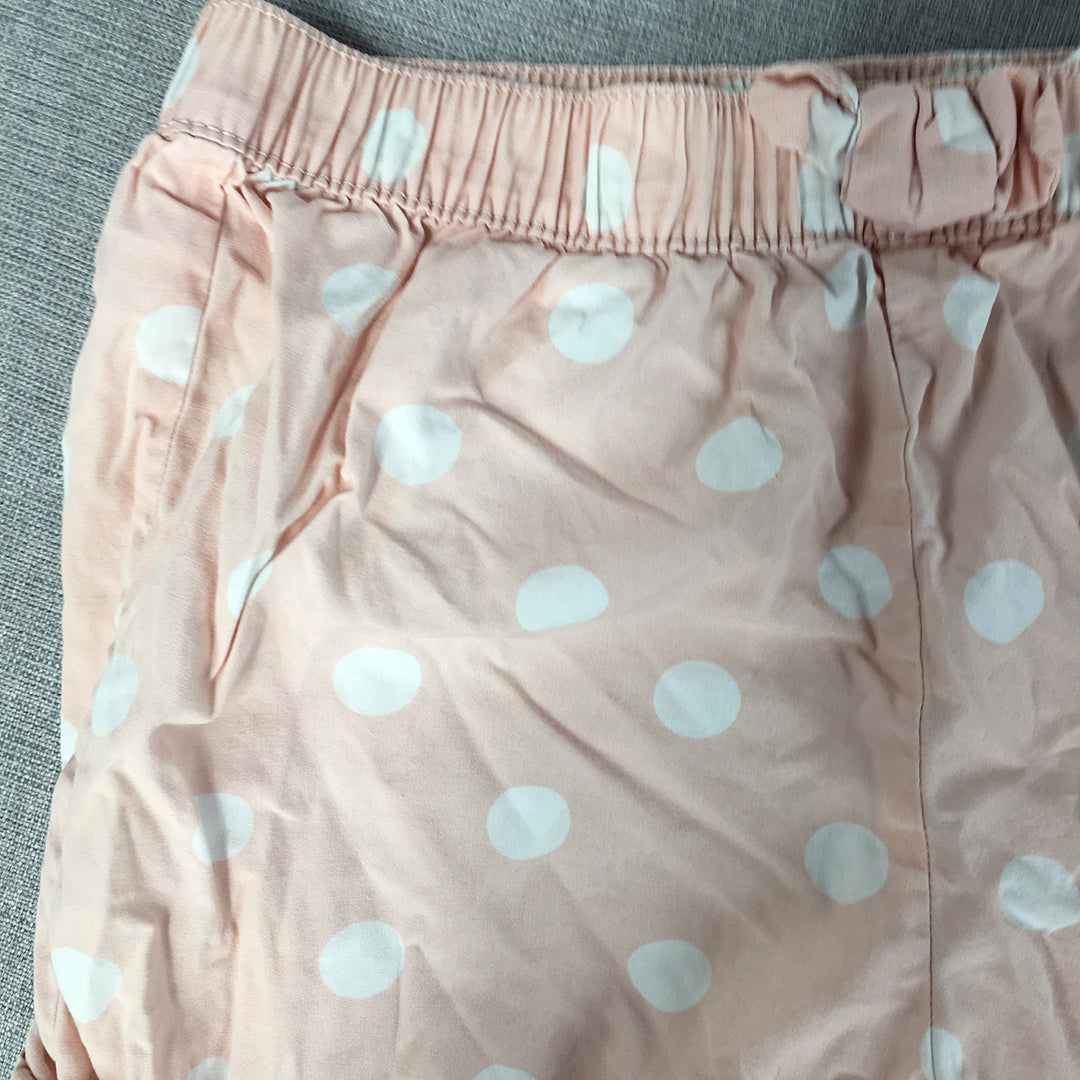 H&M Kids Girls Shorts Size 6 - 7 Years Pink Polka Dot Elastic Waist