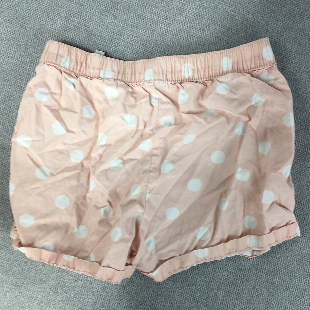 H&M Kids Girls Shorts Size 6 - 7 Years Pink Polka Dot Elastic Waist