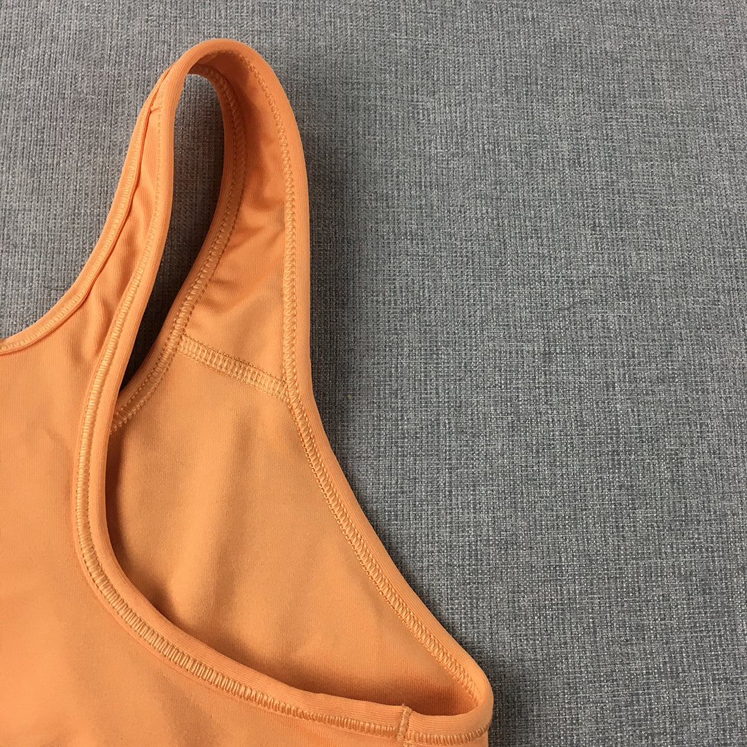 Nike Womens Sports Bra Size S Orange Logo Cropped Top Sleeveless