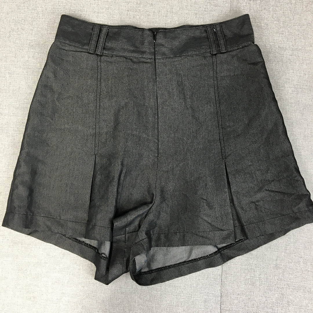 Princess Highway Womens Shorts Size 8 Black Pleated Bermuda