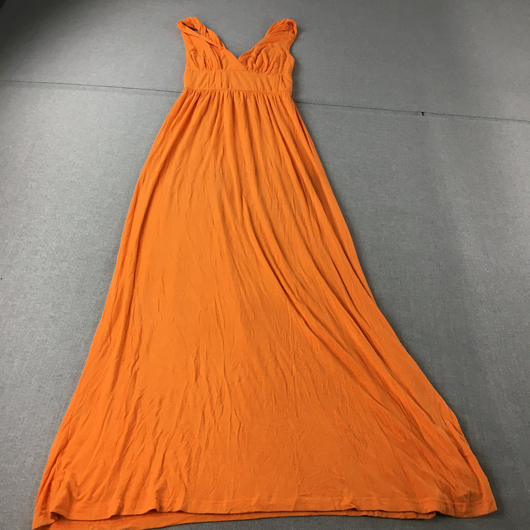 Strawberry Womens Dress Size M Orange Full-Length Sleeveless A-Line