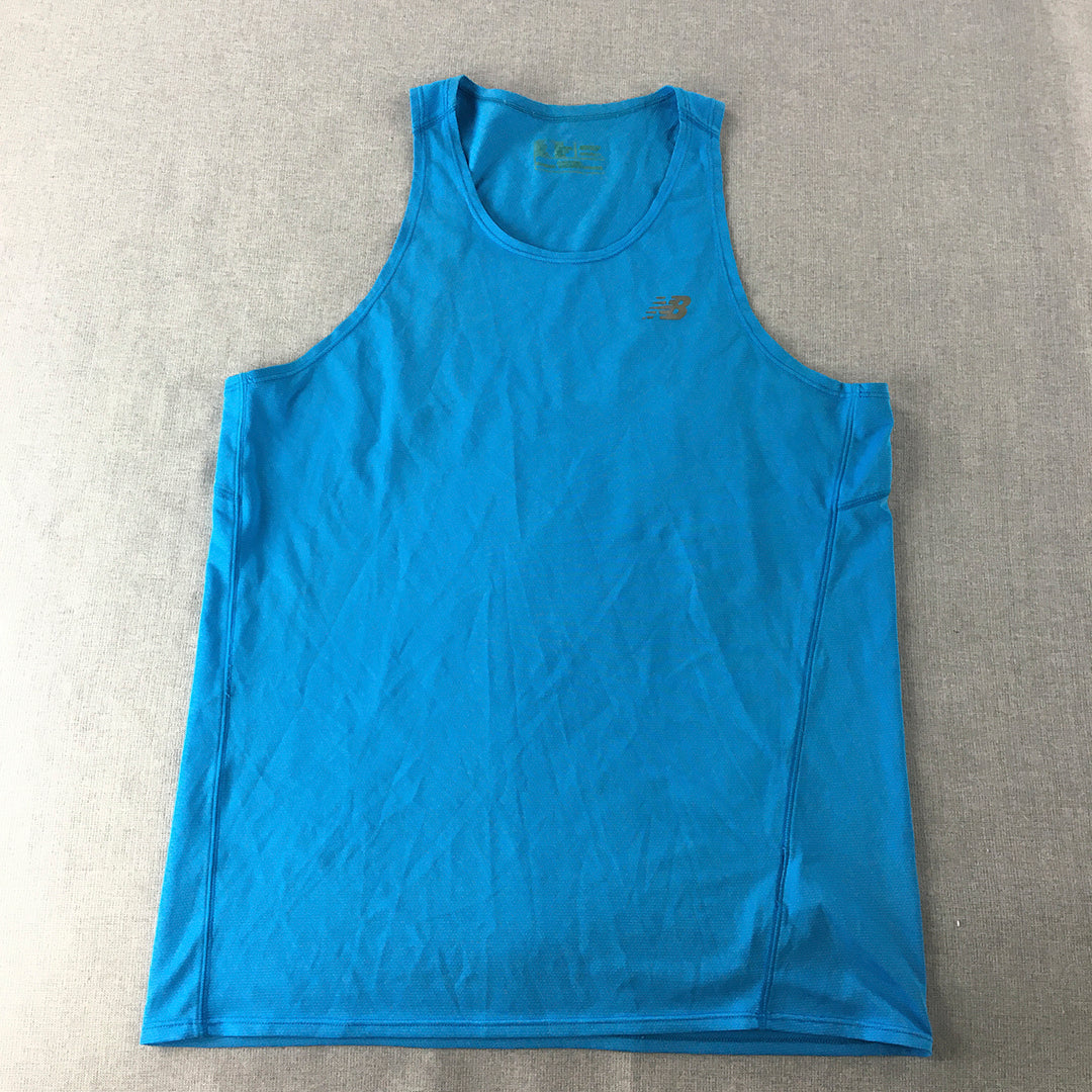 New Balance Mens Tank Top Size M Blue Logo Sleeveless Muscle Shirt