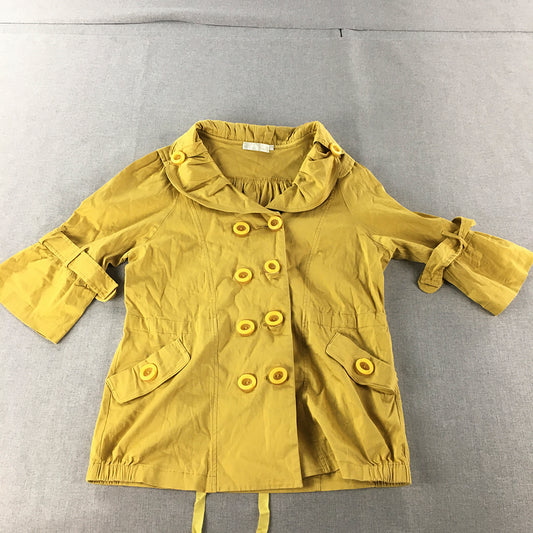 Vintage Mi-Tu Womens Double Breasted Jacket Size L Yellow Pea Coat Y2K