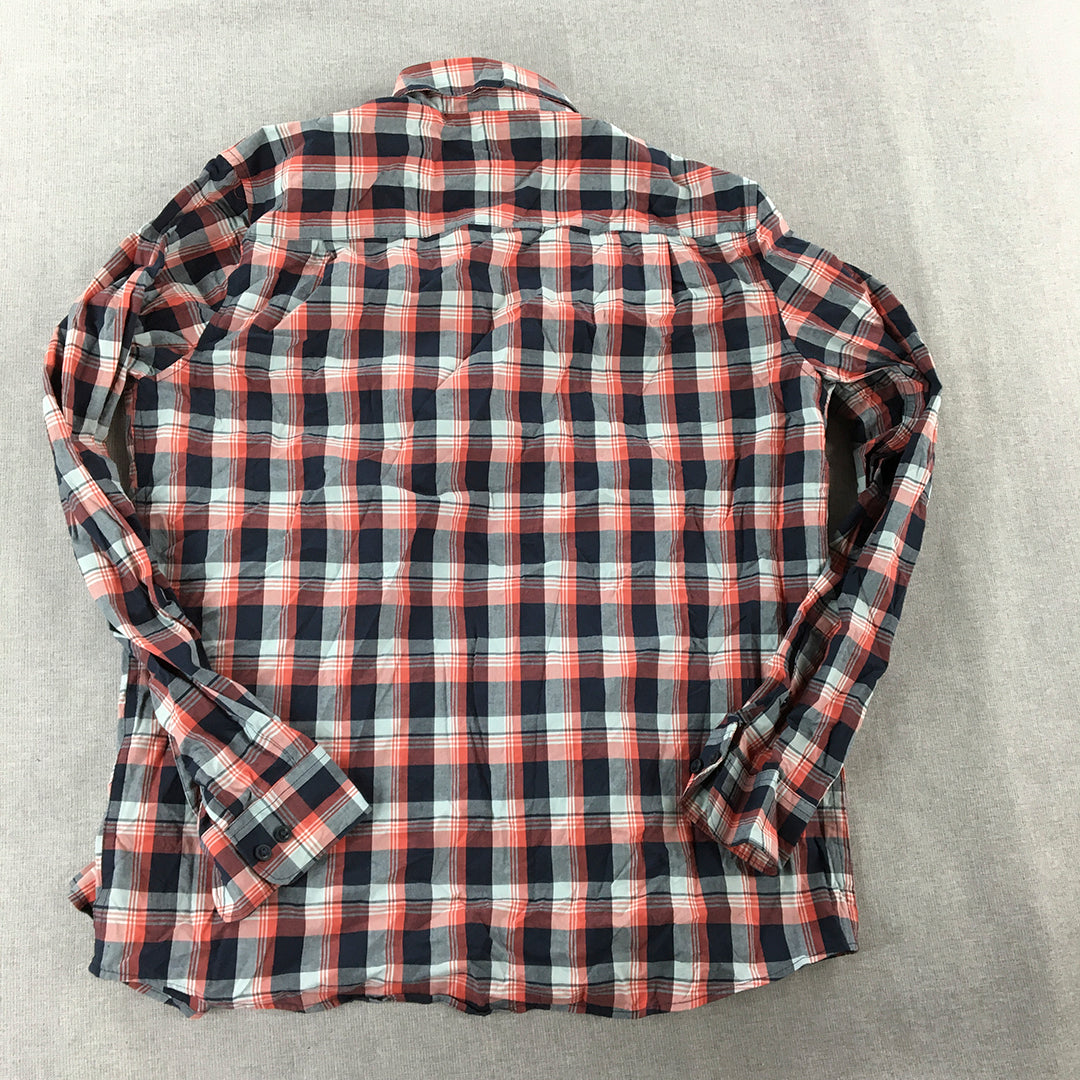 Denver Hayes Mens Shirt Size M Red Checkered Long Sleeve Button-Up