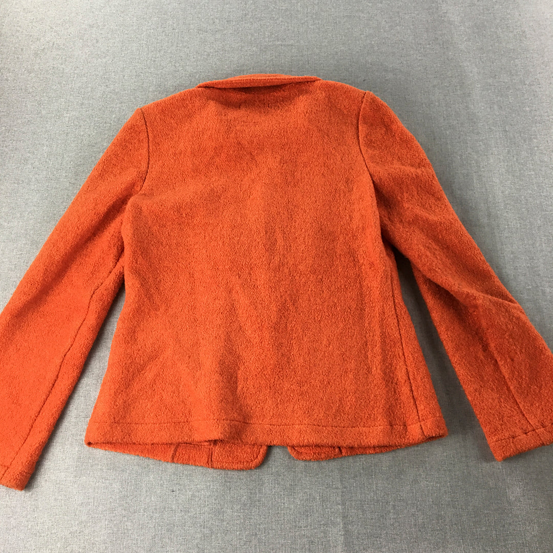 Queenspark Womens Wool Jacket Size 10 Orange Button Up Pockets Parka Coat