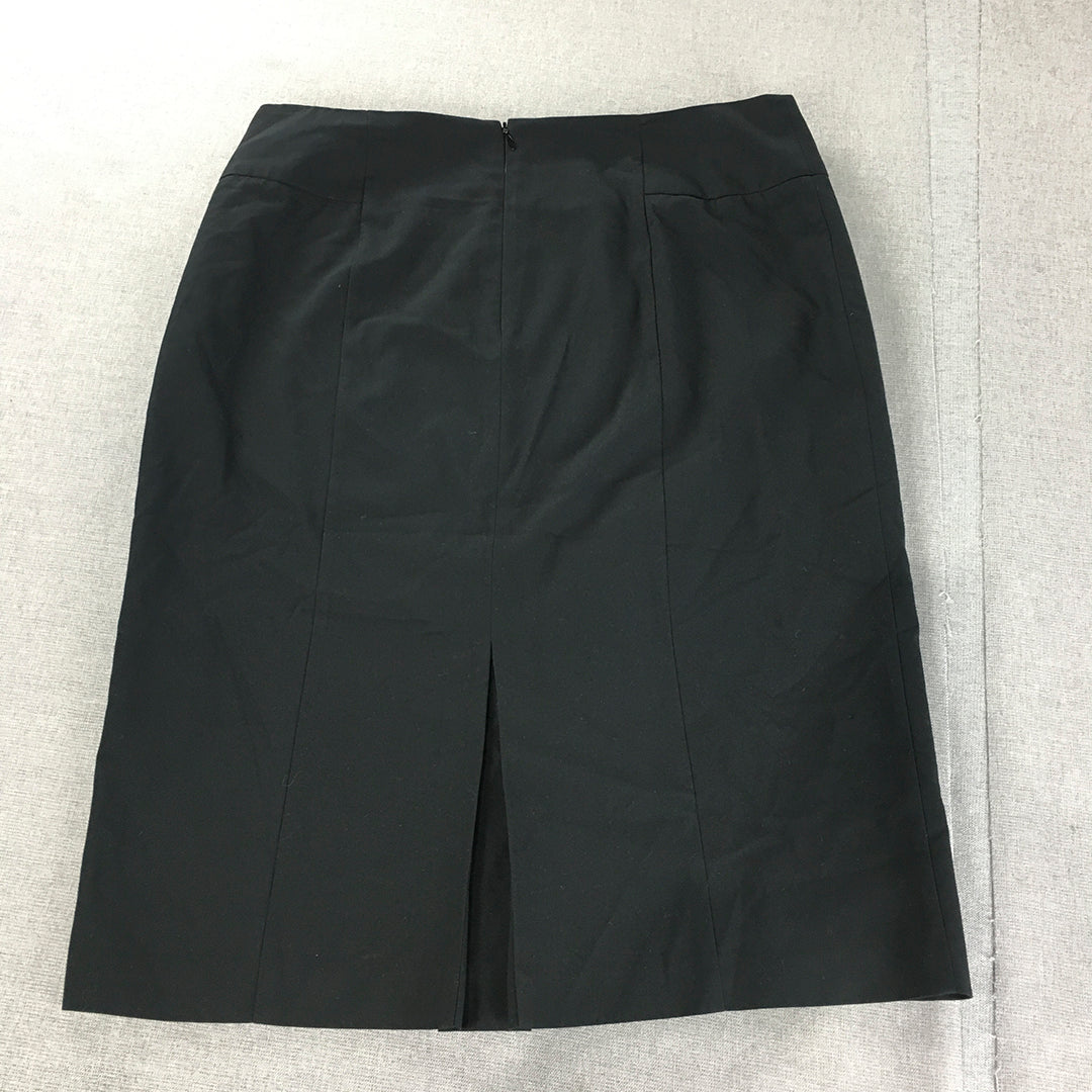 Veronika Maine Womens Midi Skirt Size 12 Black Straight