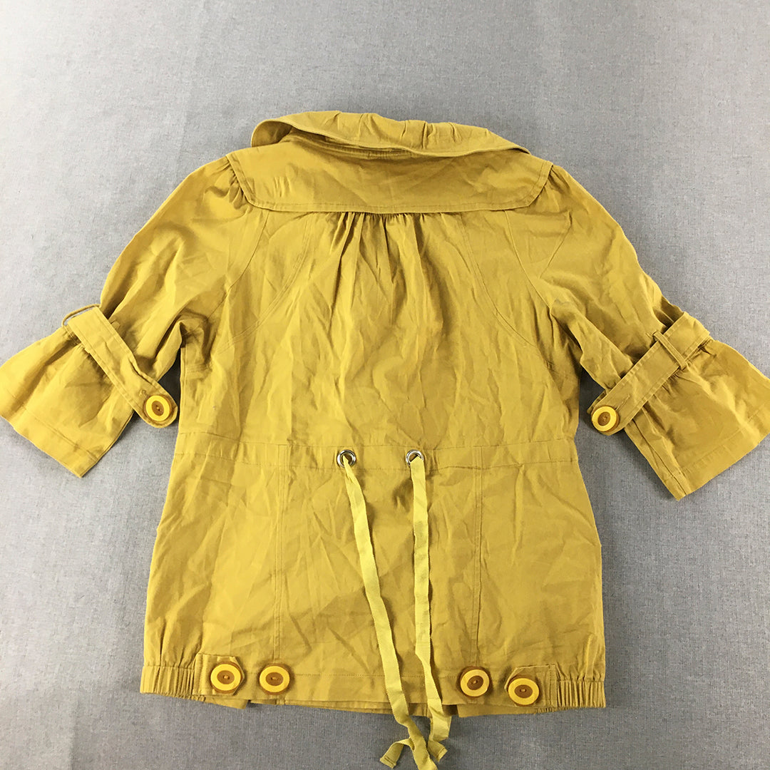 Vintage Mi-Tu Womens Double Breasted Jacket Size L Yellow Pea Coat Y2K