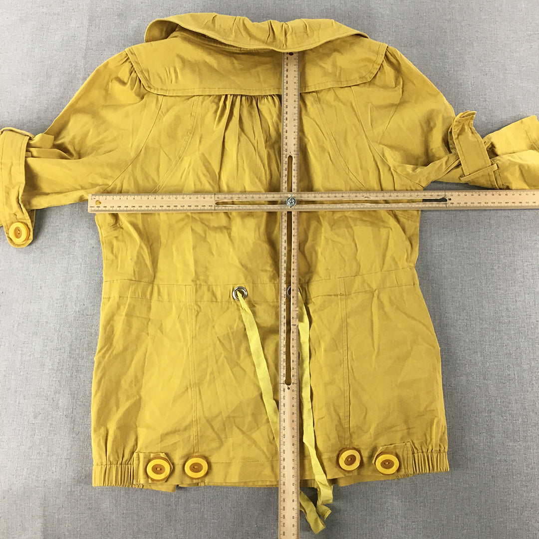 Vintage Mi-Tu Womens Double Breasted Jacket Size L Yellow Pea Coat Y2K