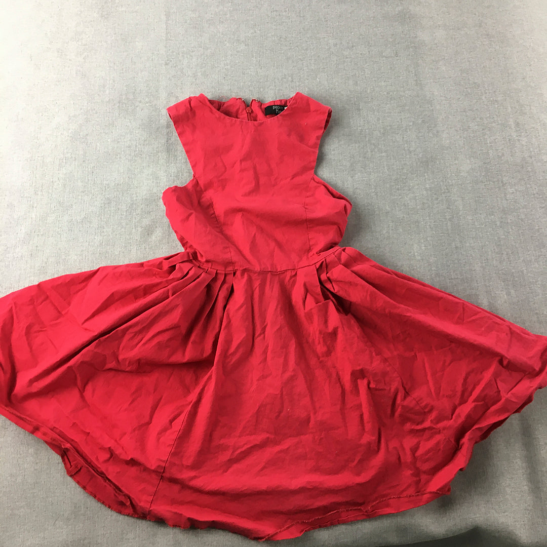 Paper Heart Womens Mini Dress Size 8 Red Fit & Flare Sleeveless