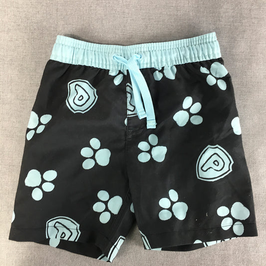 Paw Patrol Kids Boys Board Shorts Size 5 Black Blue Drawstring Elastic Waist