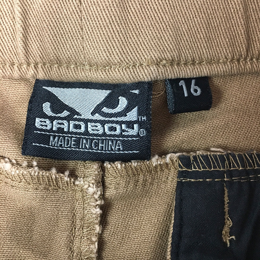 Bad Boy Kids Shorts Size 16 Brown Drawstring Elastic Waist Chino