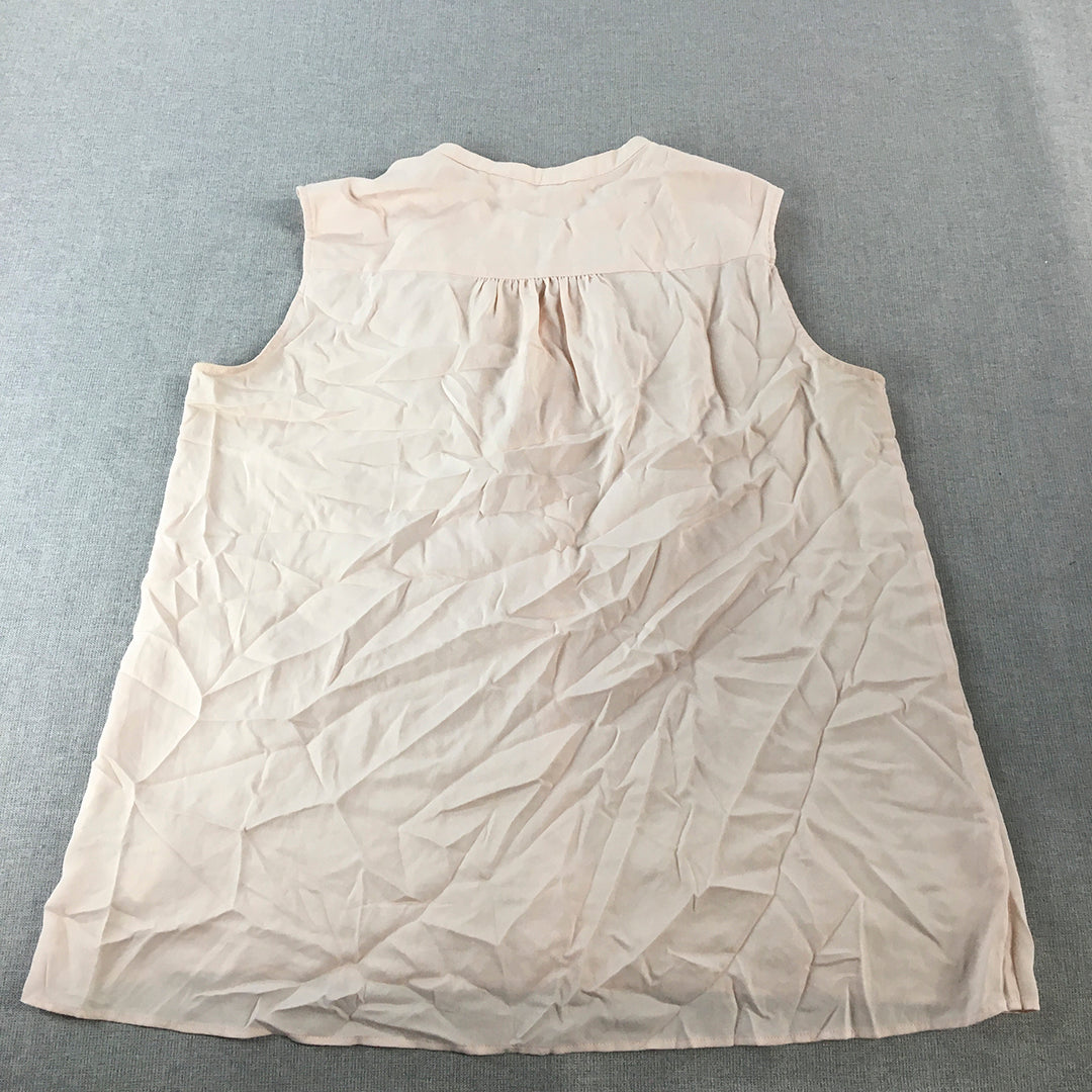 Uniqlo Womens Top Size M Pink Button-Up Sleeveless Shirt