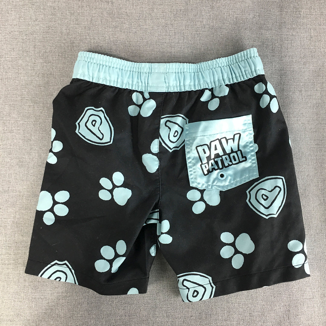 Paw Patrol Kids Boys Board Shorts Size 5 Black Blue Drawstring Elastic Waist