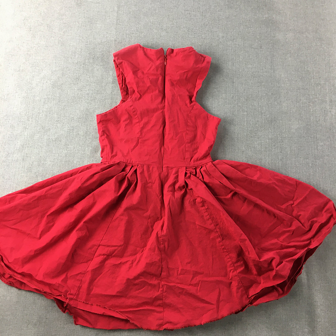 Paper Heart Womens Mini Dress Size 8 Red Fit & Flare Sleeveless