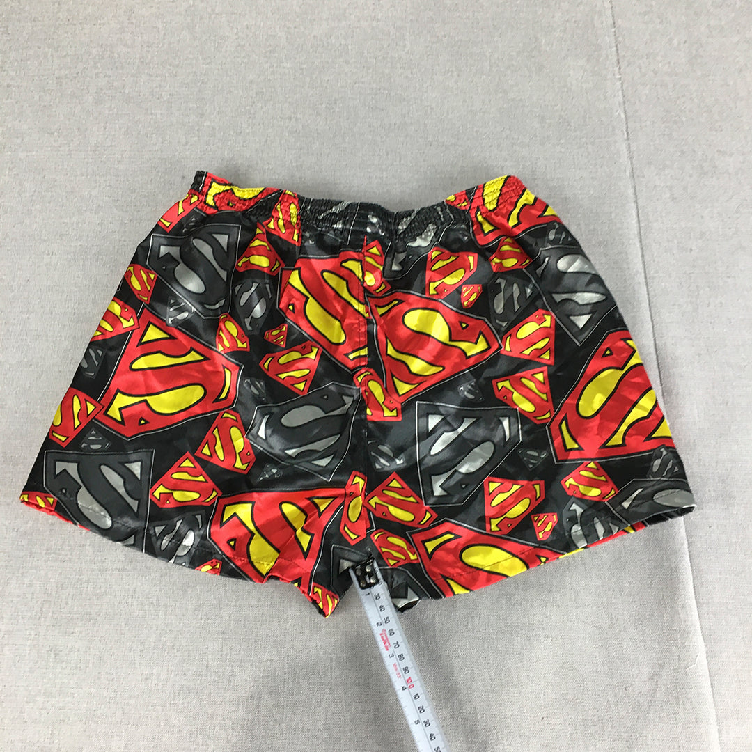 Superman Mens Pajama Shorts Size S Black Red DC Comics Superhero Logo Sleep