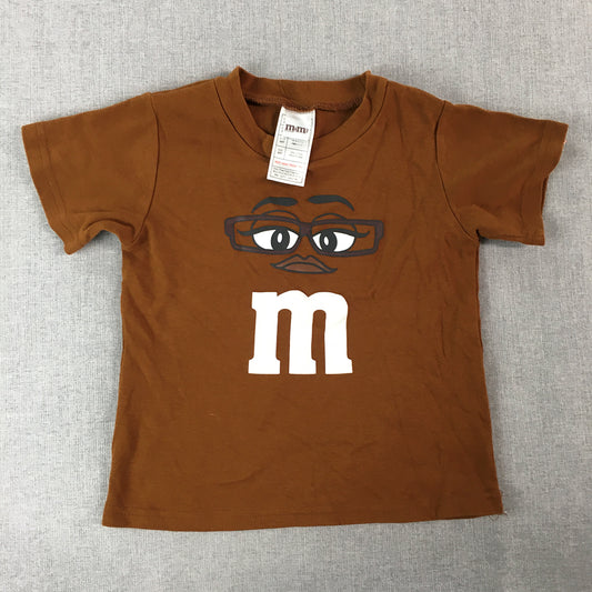 M&Ms Kids T-Shirt Size 5 - 6 Years Brown Short Sleeve Full Print Top