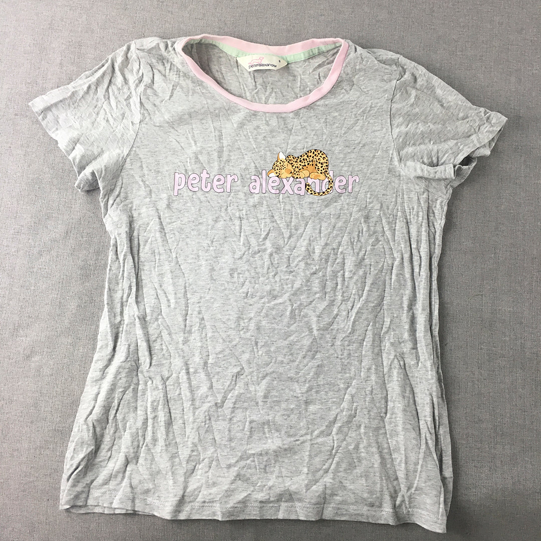 Peter Alexander Womens Sleep Shirt Size S Grey Logo Short Sleeve Pajama