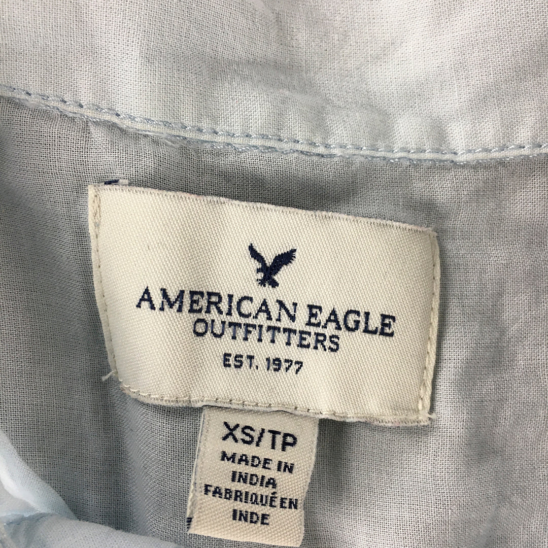 American Eagle Womens Shirt Size XS Blue Long Sleeve Button-Up Pocket