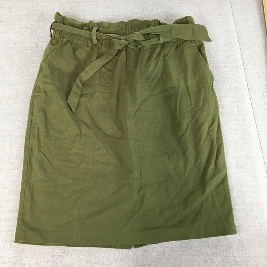 Reserved Womens Skirt Size 40EU (AU 10 - 12) Khaki Green Belted Elastic Waist