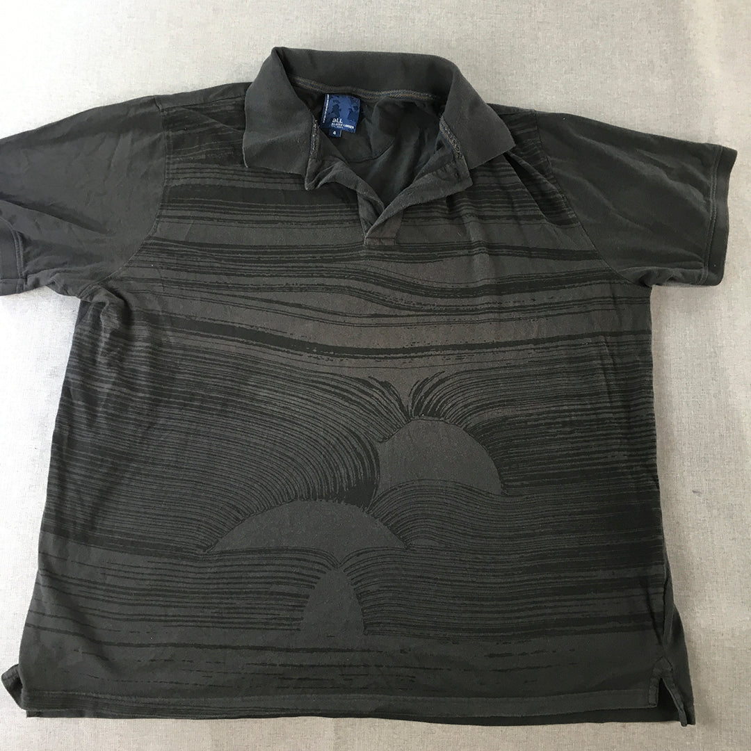 aLL A Little Larger Mens Polo Shirt Size 4 (2XL AUS) Black Brown Collared Rugby