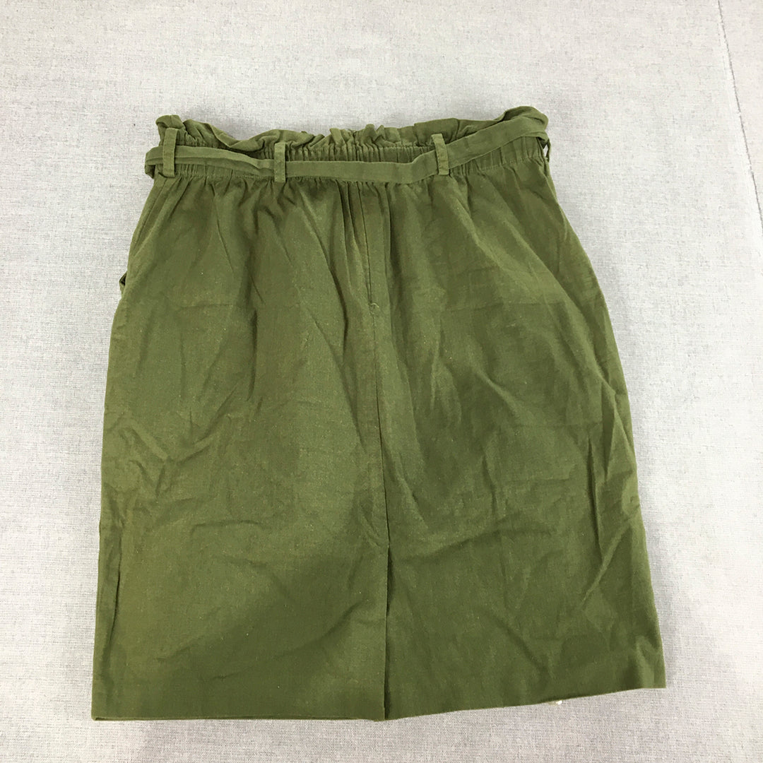 Reserved Womens Skirt Size 40EU (AU 10 - 12) Khaki Green Belted Elastic Waist