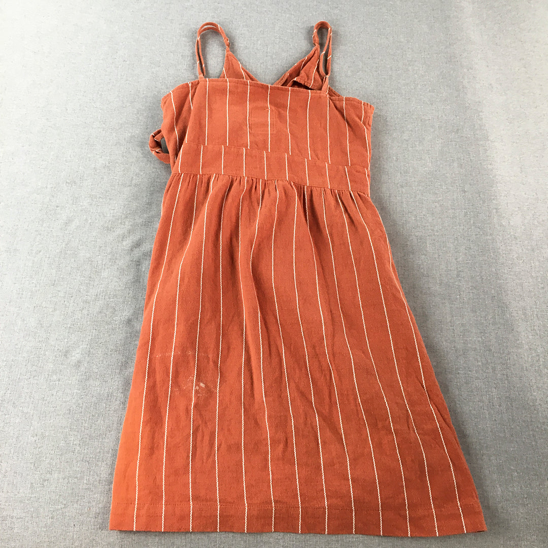 Element Womens Mini Dress Size 12 Orange Striped Sleeveless Belted