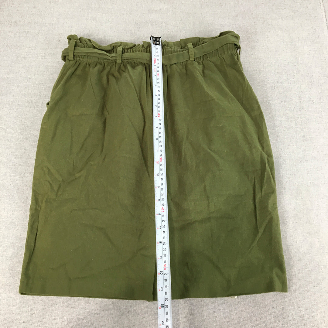 Reserved Womens Skirt Size 40EU (AU 10 - 12) Khaki Green Belted Elastic Waist