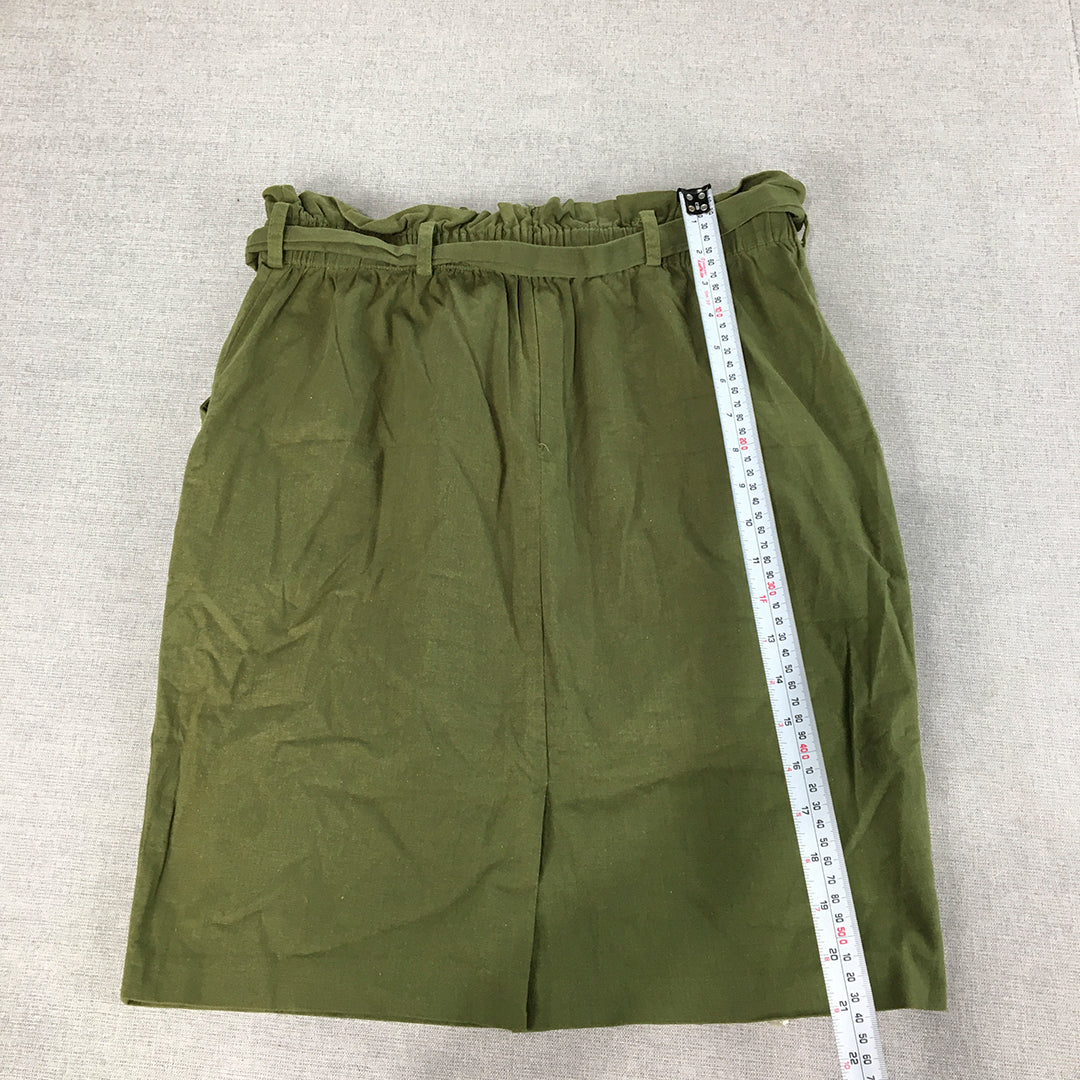 Reserved Womens Skirt Size 40EU (AU 10 - 12) Khaki Green Belted Elastic Waist