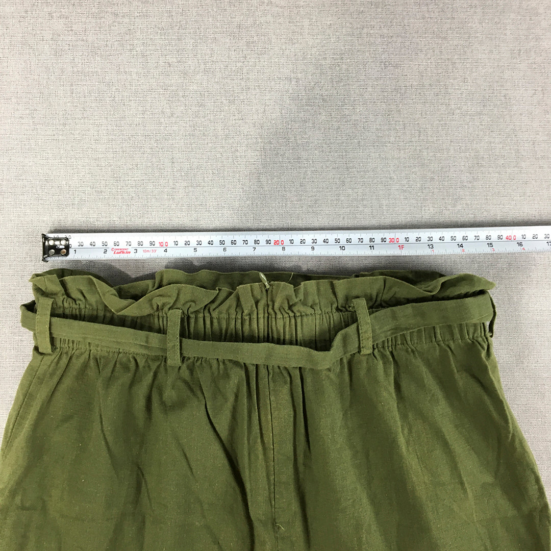 Reserved Womens Skirt Size 40EU (AU 10 - 12) Khaki Green Belted Elastic Waist