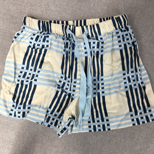 Peter Alexander Jnr Kids Boys Sleep Shorts Size 4 Blue White Checkered Pajama