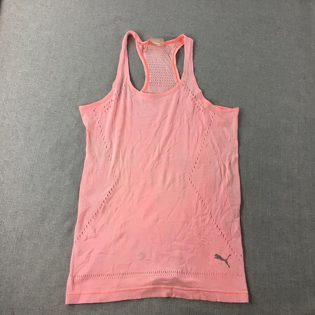 Puma Womens Tank Top Size S Pink Sleeveless Logo Singlet Shirt Sleeveless