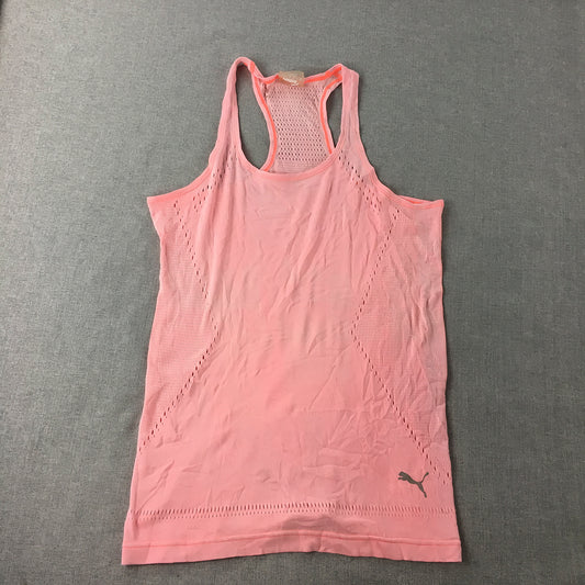 Puma Womens Tank Top Size S Pink Sleeveless Logo Singlet Shirt Sleeveless