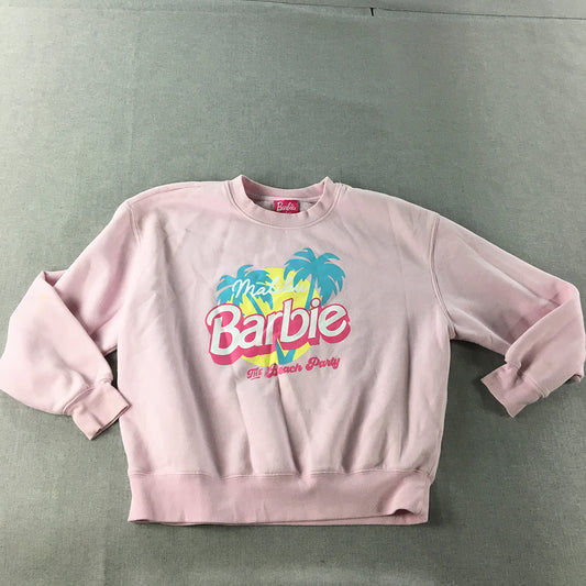 Barbie Kids Girls Sweater Size 5 Pink Logo Crew Neck Jumper