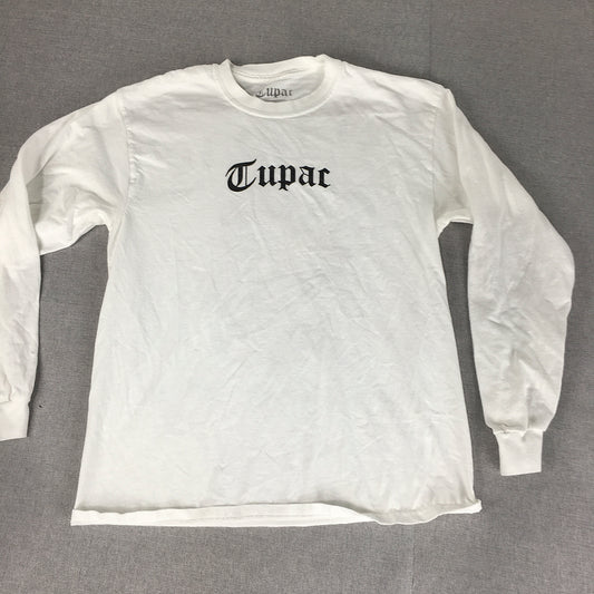 Tupac Mens Shirt Size M White Logo Crew Neck Pullover California Love