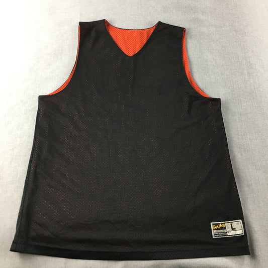 Eastbay Mens Basketball Jersey Size L Black Orange Sleeveless Singlet Shirt