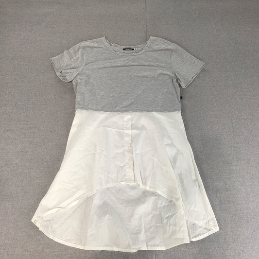 Refuge Womens Shirt Dress Size S White Grey Short Sleeve Mini