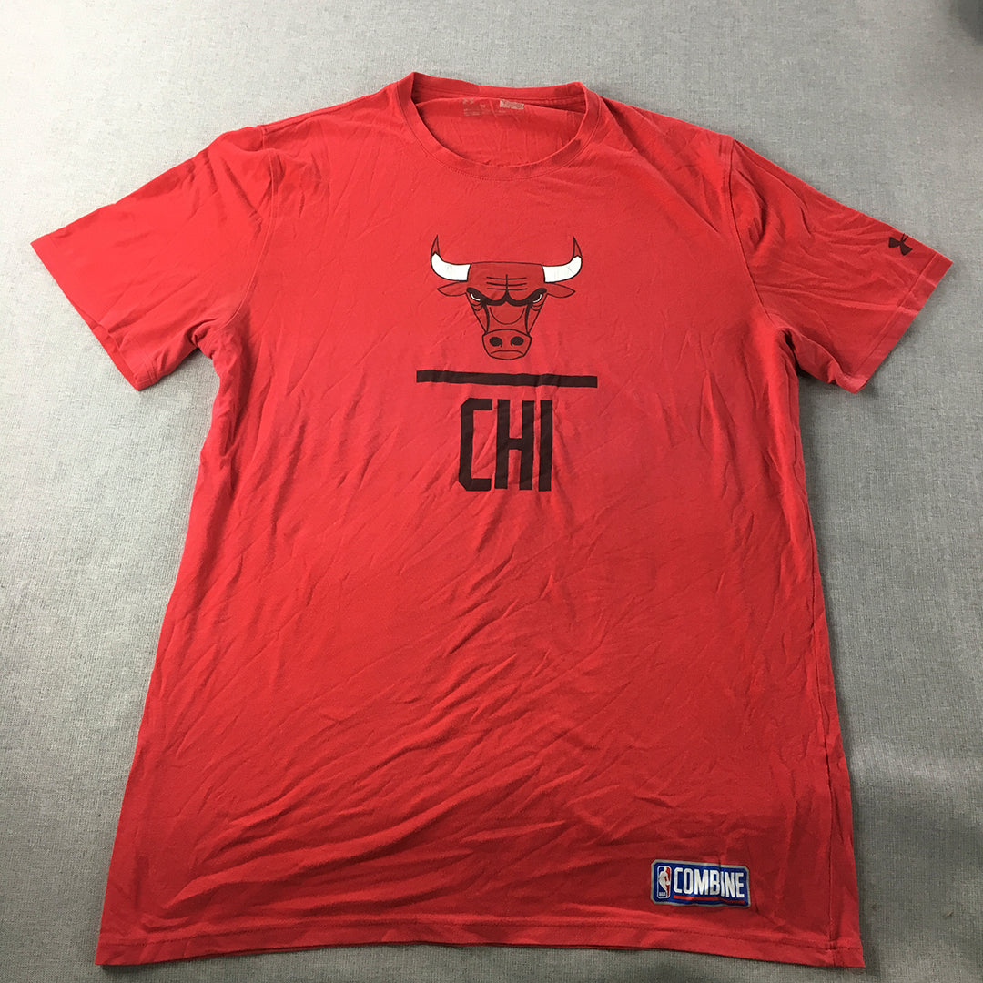 Under Armour Chicago Bulls Mens T-Shirt Size M Red NBA Basketball Short Sleeve