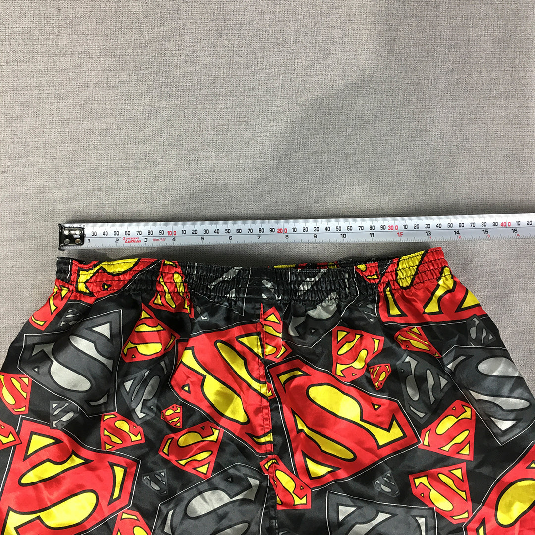 Superman Mens Pajama Shorts Size S Black Red DC Comics Superhero Logo Sleep