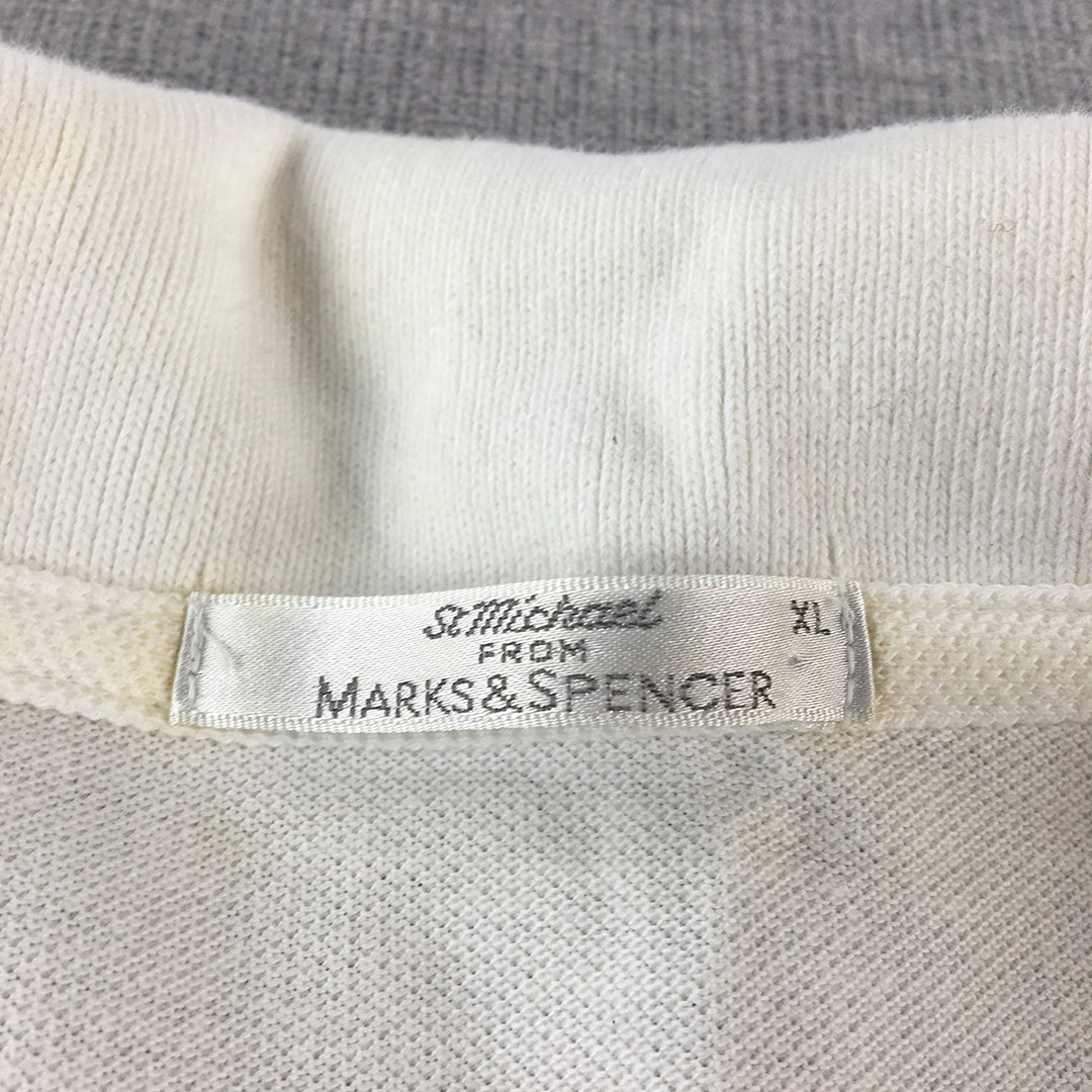 Vintage St Michael From Marks & Spencer Mens Polo Shirt Size XL White Rugby