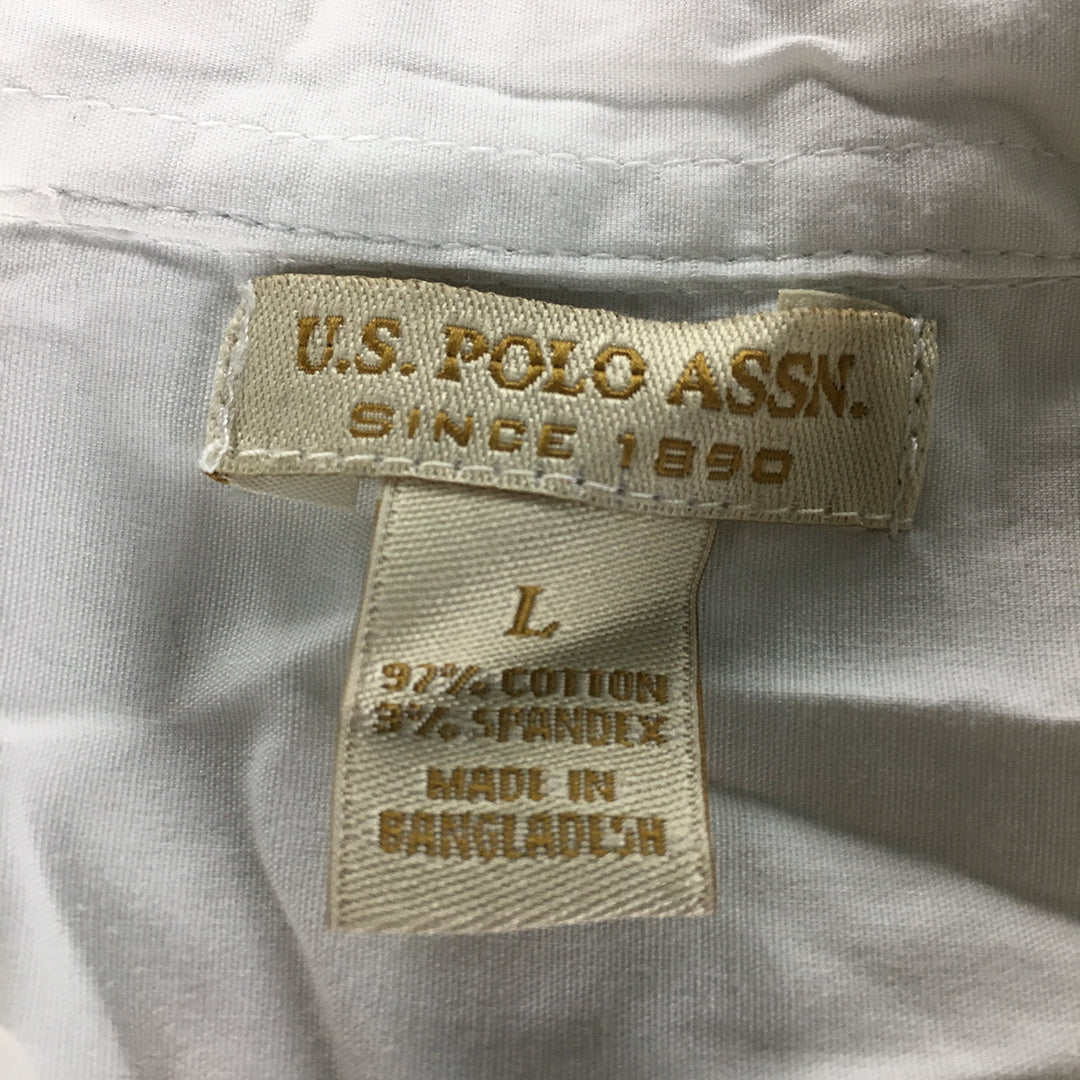 U.S. Polo Assn. Womens Shirt Size L White Embroidered Pony Logo Button-Up