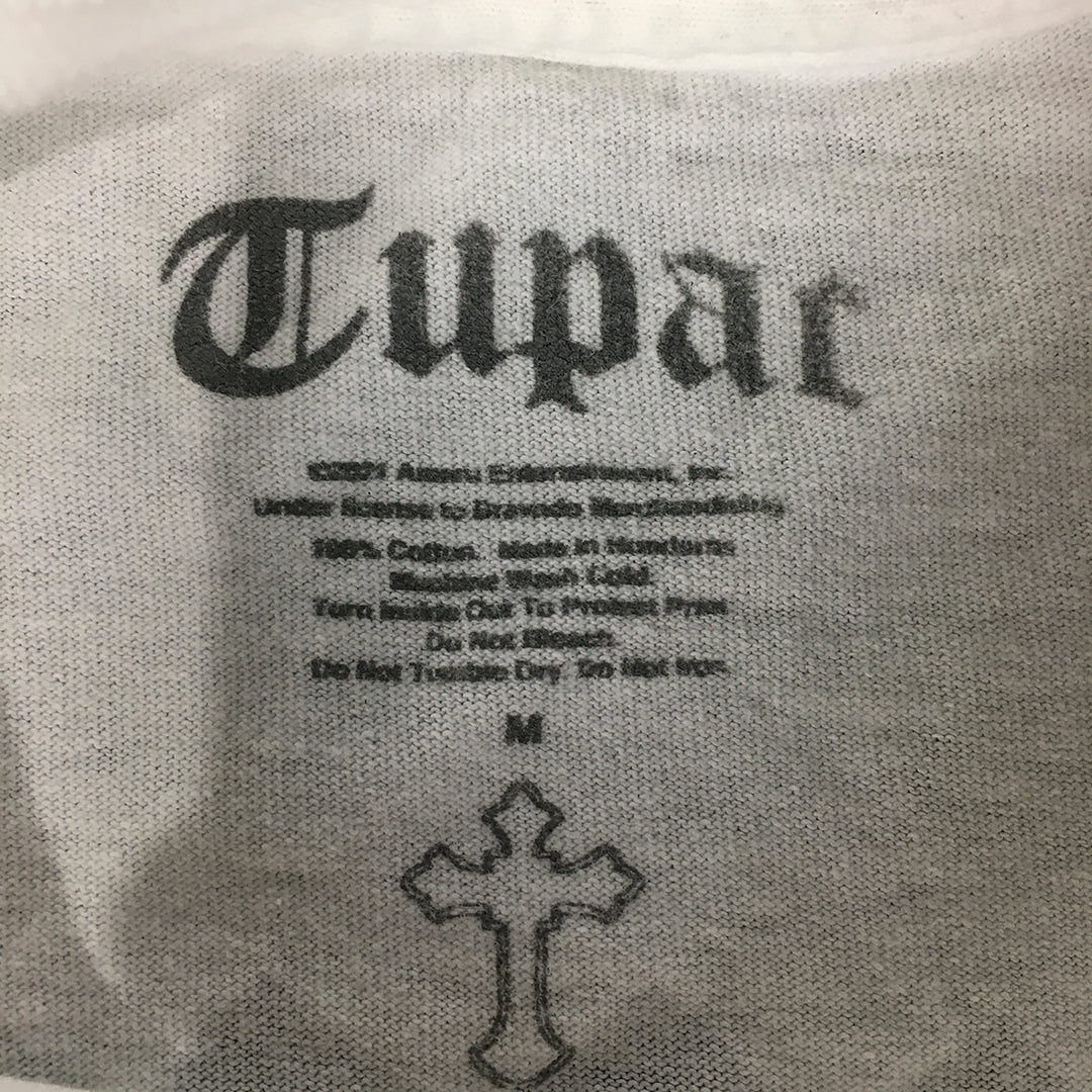 Tupac Mens Shirt Size M White Logo Crew Neck Pullover California Love