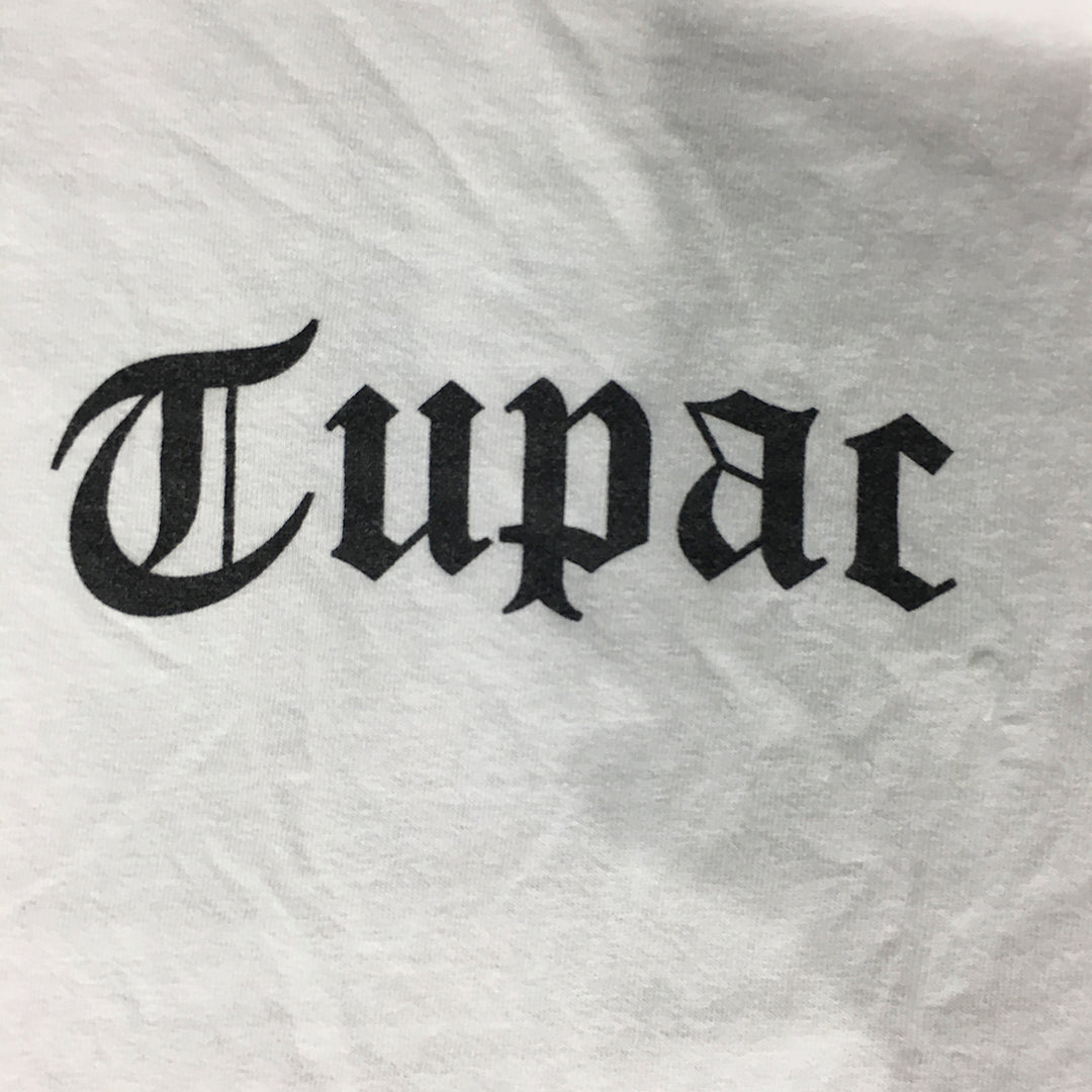 Tupac Mens Shirt Size M White Logo Crew Neck Pullover California Love