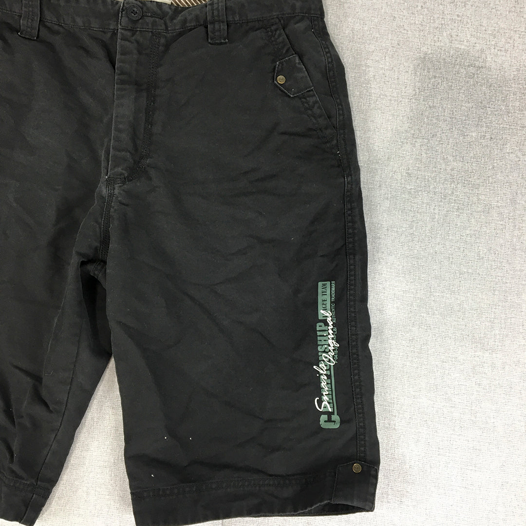 Snails Original Mens Cargo Shorts Size 2XL Black Logo Pockets