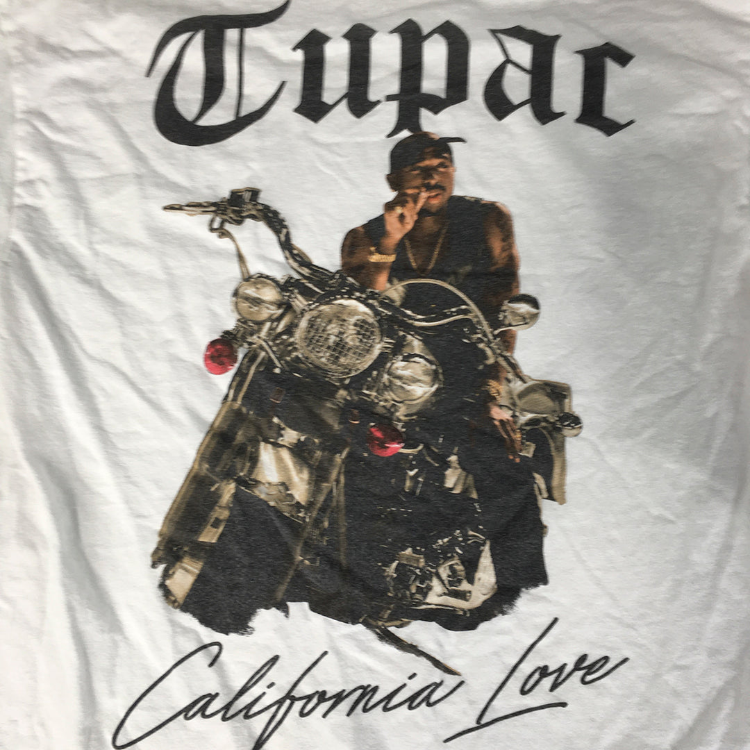 Tupac Mens Shirt Size M White Logo Crew Neck Pullover California Love