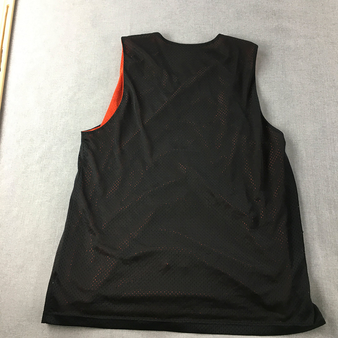 Eastbay Mens Basketball Jersey Size L Black Orange Sleeveless Singlet Shirt