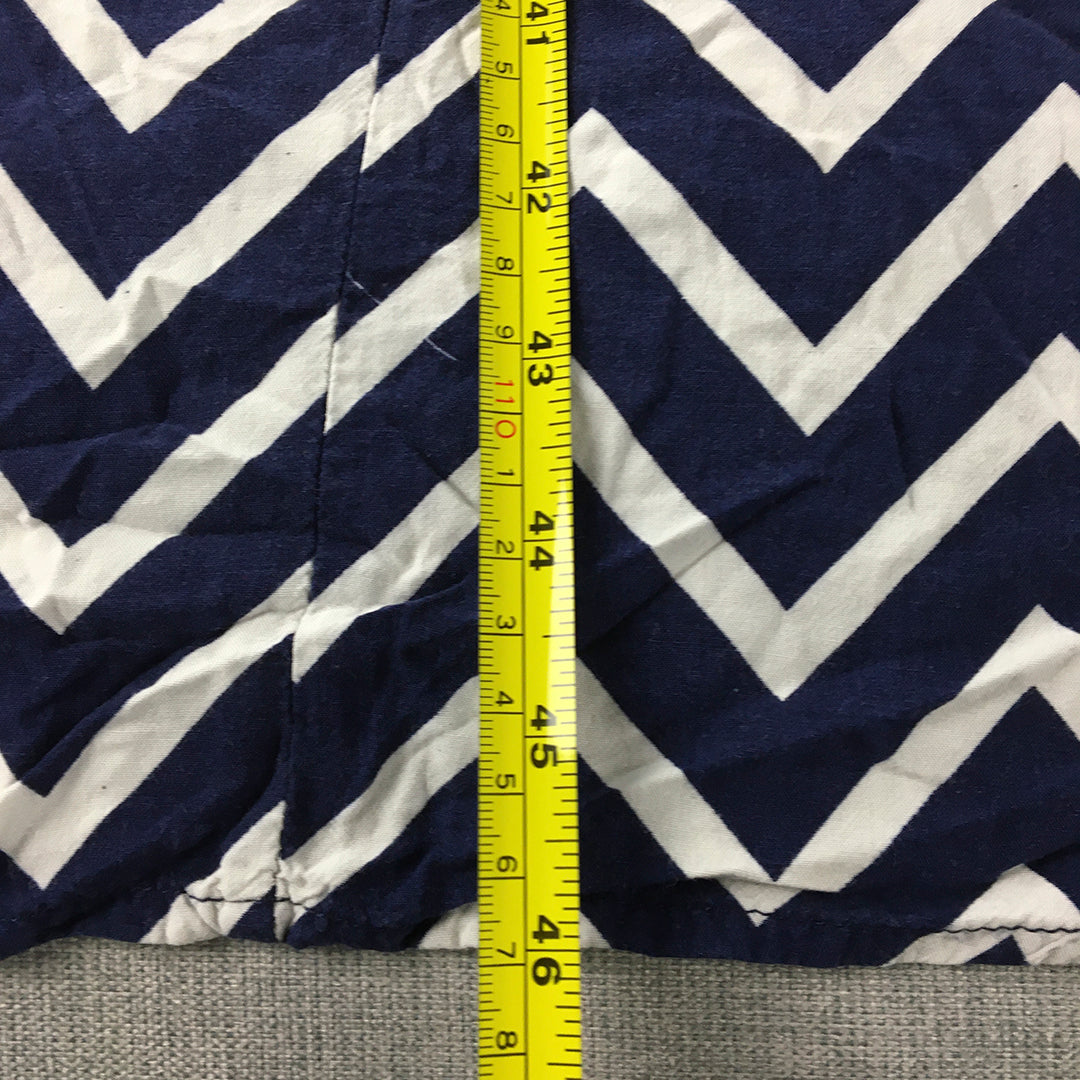 Valleygirl Womens A-Line Dress Size 10 Blue White Chevron Striped Sleeveless